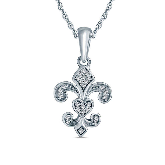 0.05 CT. T.W. Natural Diamond Fleur-De-Lis Pendant in Sterling Silver
