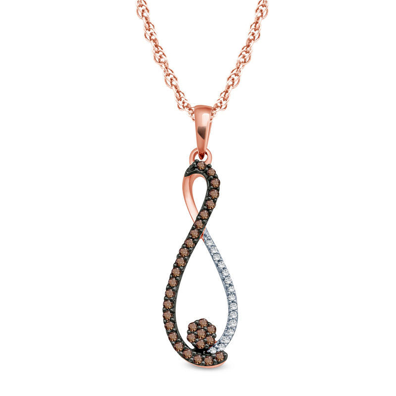 0.17 CT. T.W. Composite Champagne and White Natural Diamond Infinity Pendant in 10K Rose Gold