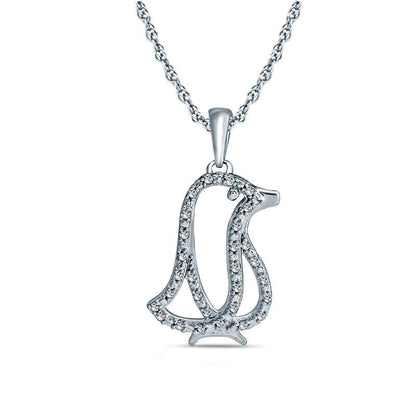 0.1 CT. T.W. Natural Diamond Penguin Pendant in Sterling Silver