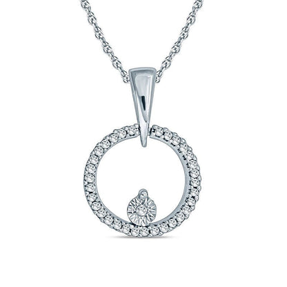 0.1 CT. T.W. Natural Diamond Circle Pendant in Sterling Silver
