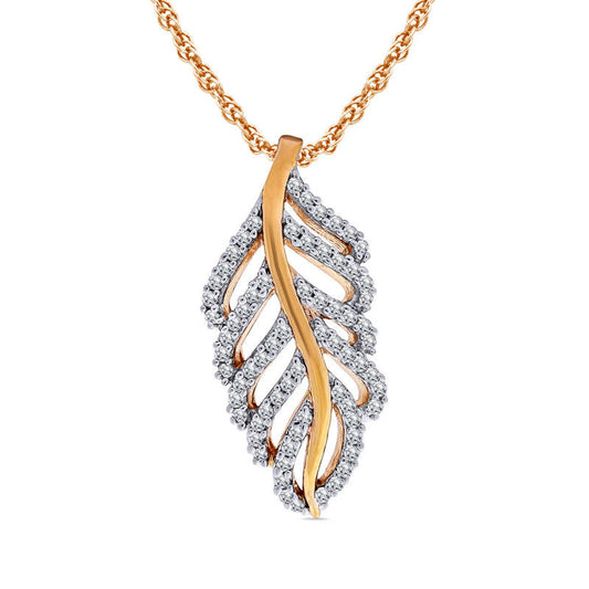 0.2 CT. T.W. Natural Diamond Feather Pendant in Sterling Silver with 14K Gold Plate