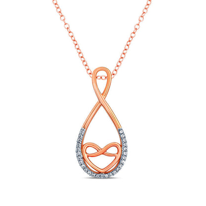 Natural Diamond Accent Heart Infinity Pendant in Sterling Silver with 14K Rose Gold Plate