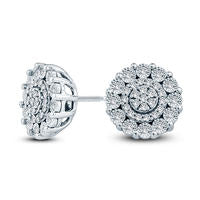 0.1 CT. T.W. Composite Diamond Frame Stud Earrings in Sterling Silver