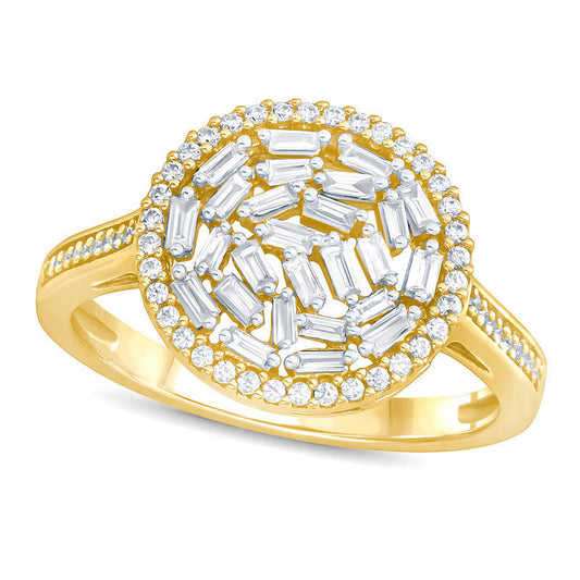 0.50 CT. T.W. Composite Baguette Natural Diamond Frame Ring in Solid 10K Yellow Gold