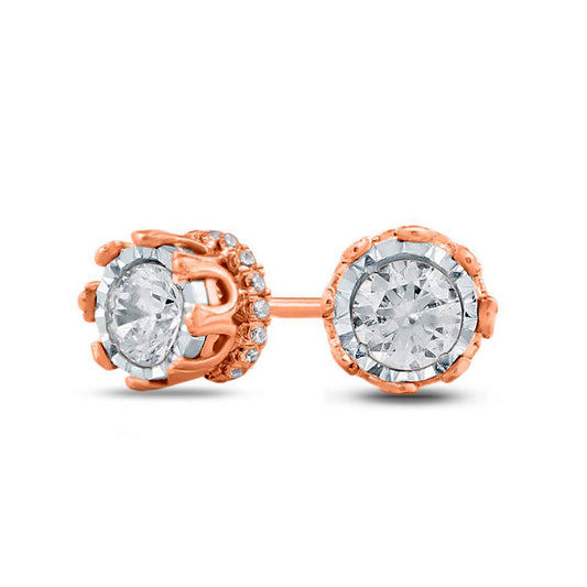0.5 CT. T.W. Diamond Crown Stud Earrings in 10K Rose Gold