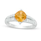 7.0mm Cushion-Cut Citrine and Lab-Created White Sapphire Split Shank Ring in Sterling Silver