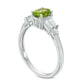 Oval Peridot and Lab-Created White Sapphire Tri-Sides Ring in Sterling Silver