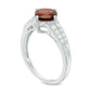7.0mm Cushion-Cut Garnet and Lab-Created White Sapphire Split Shank Ring in Sterling Silver