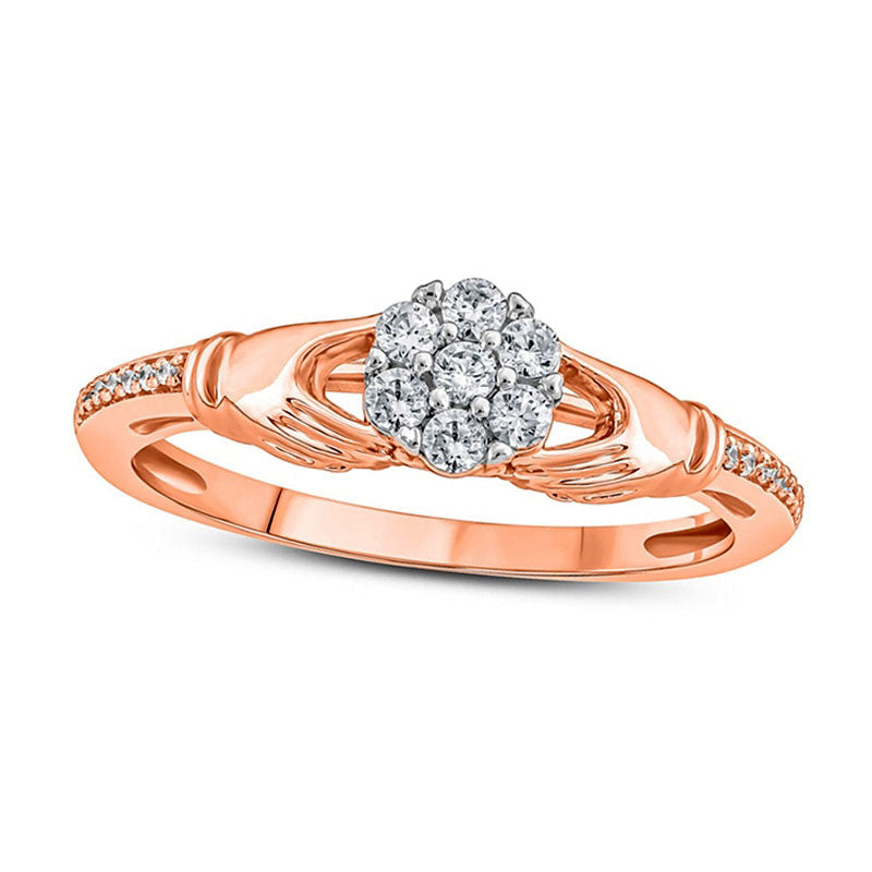 0.20 CT. T.W. Composite Natural Diamond Claddagh Promise Ring in Solid 10K Rose Gold