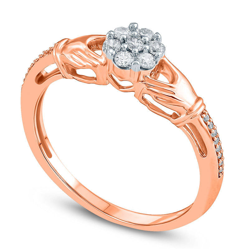 0.20 CT. T.W. Composite Natural Diamond Claddagh Promise Ring in Solid 10K Rose Gold