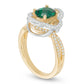 Oval Lab-Created Emerald and White Sapphire Clover Frame Twist Ring in Sterling Silver with Solid 14K Gold Plate