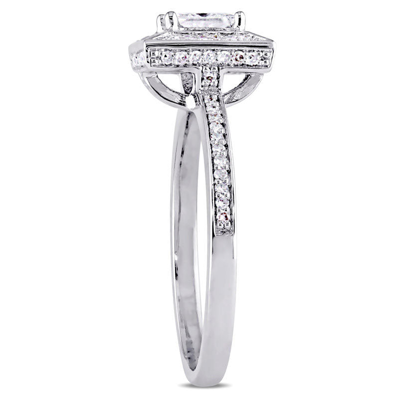 0.75 CT. T.W. Princess-Cut Natural Diamond Frame Engagement Ring in Solid 14K White Gold