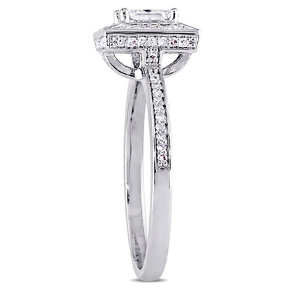 0.75 CT. T.W. Princess-Cut Natural Diamond Frame Engagement Ring in Solid 14K White Gold
