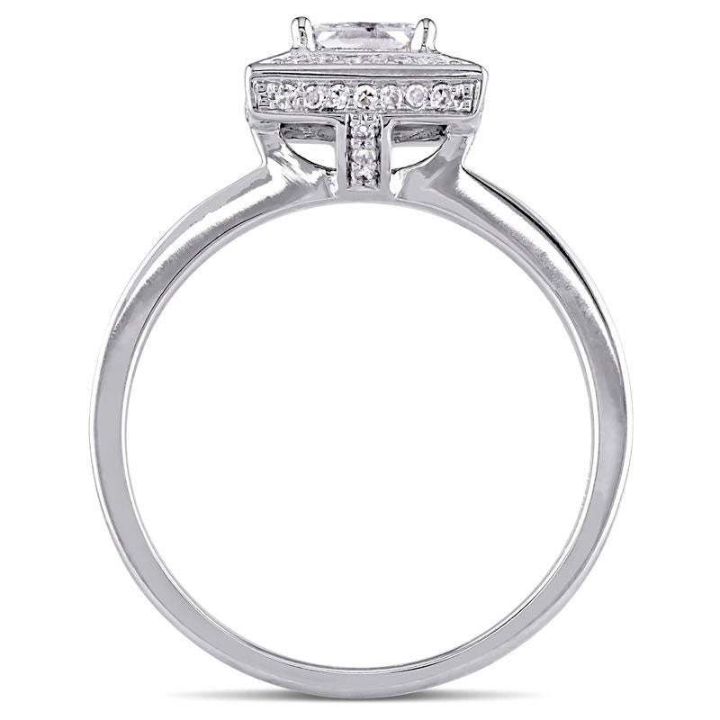 0.75 CT. T.W. Princess-Cut Natural Diamond Frame Engagement Ring in Solid 14K White Gold
