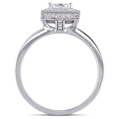 0.75 CT. T.W. Princess-Cut Natural Diamond Frame Engagement Ring in Solid 14K White Gold