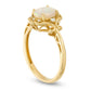 Oval Opal and 0.05 CT. T.W. Natural Diamond Filigree Antique Vintage-Style Ring in Solid 14K Gold