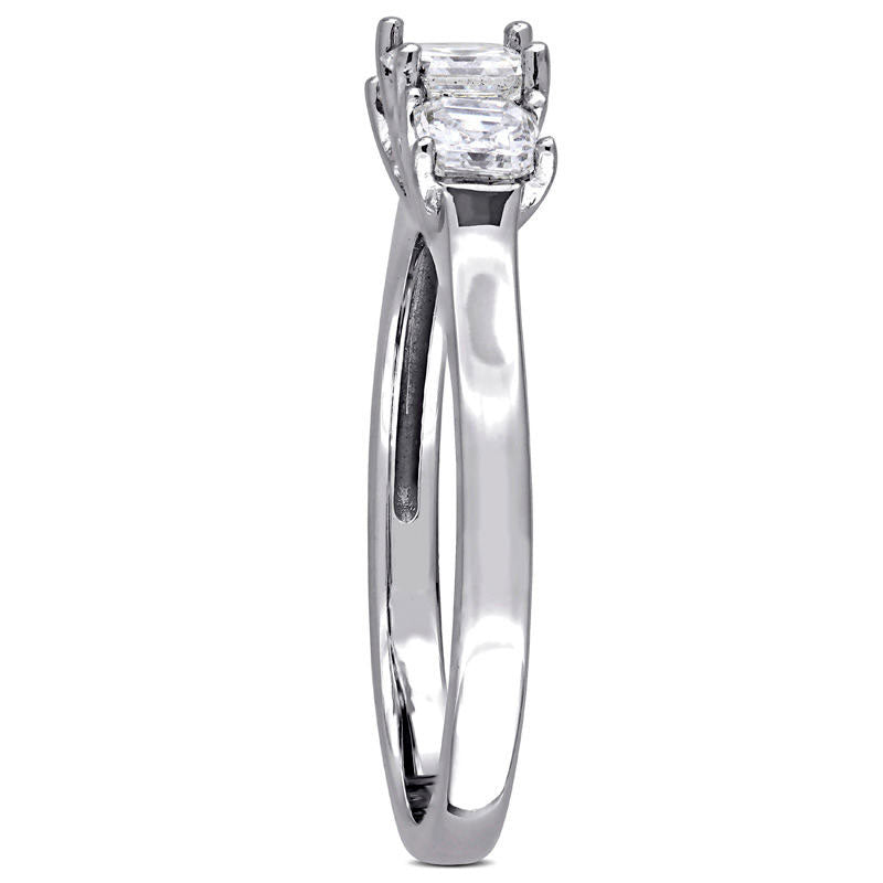1.0 CT. T.W. Asscher-Cut Natural Diamond Three Stone Engagement Ring in Solid 14K White Gold (VS2/H)