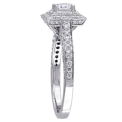 1.25 CT. T.W. Princess-Cut Natural Diamond Double Frame Engagement Ring in Solid 14K White Gold