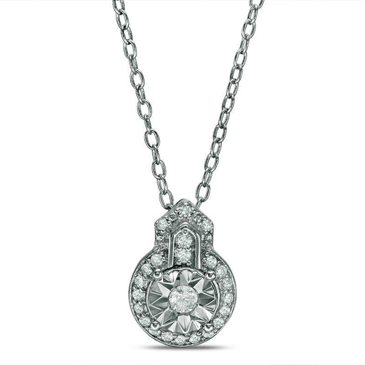 0.17 CT. T.W. Natural Diamond Frame Art Deco Pendant in Sterling Silver