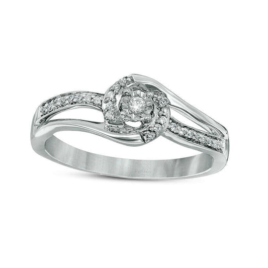 0.10 CT. T.W. Natural Diamond Swirl Bypass Frame Promise Ring in Solid 10K White Gold