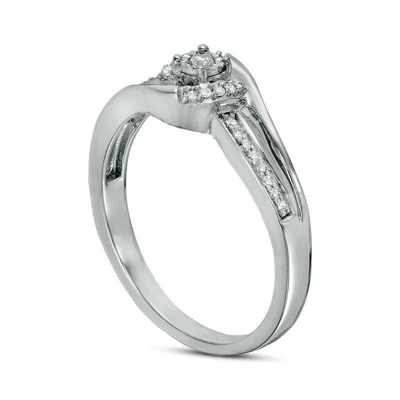 0.10 CT. T.W. Natural Diamond Swirl Bypass Frame Promise Ring in Solid 10K White Gold