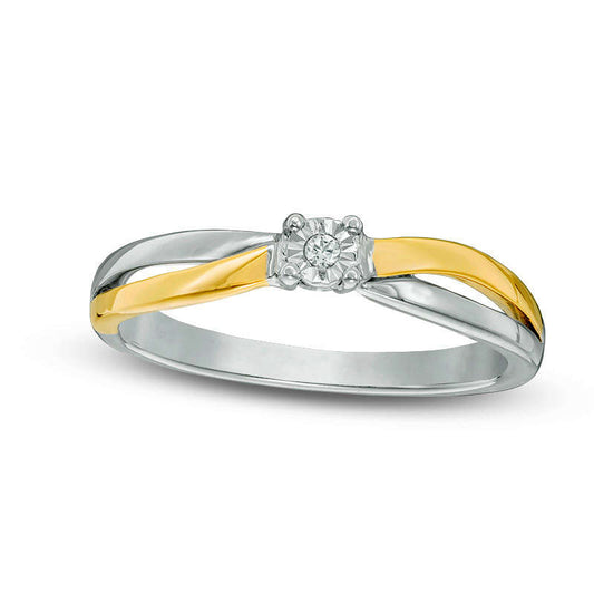 0.05 CT. Natural Clarity Enhanced Diamond Solitaire Bypass Promise Ring in Sterling Silver and Solid 10K Yellow Gold