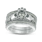0.25 CT. T.W. Natural Diamond Claddagh Antique Vintage-Style Three Piece Bridal Engagement Ring Set in Sterling Silver