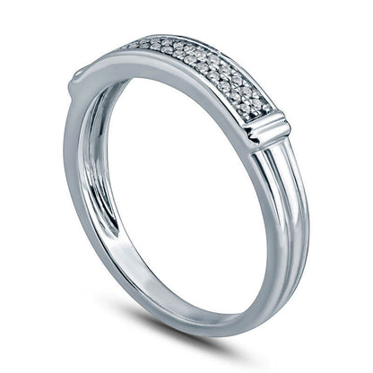 Ladies' 0.10 CT. T.W. Natural Diamond Double Row Collar Wedding Band in Solid 10K White Gold