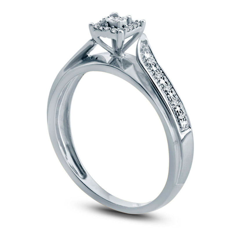 0.05 CT. T.W. Natural Diamond Square Frame Bypass Engagement Ring in Solid 10K White Gold