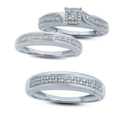 0.05 CT. T.W. Natural Diamond Square Frame Bypass Engagement Ring in Solid 10K White Gold