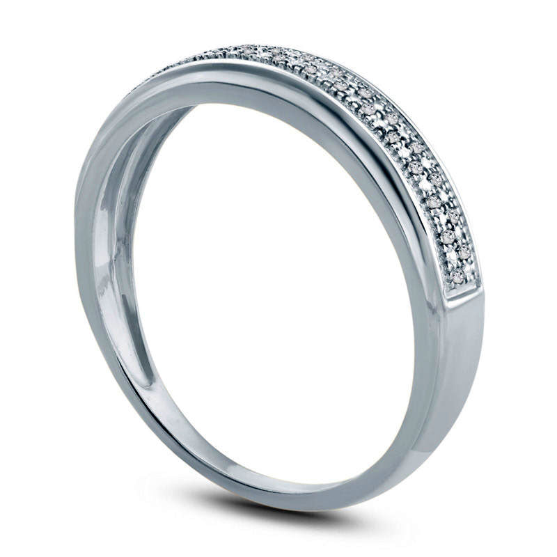 Men's Natural Diamond Accent Double Row Wedding Band in Solid 10K White Gold