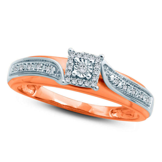 0.05 CT. T.W. Natural Diamond Square Frame Bypass Engagement Ring in Solid 10K Rose Gold