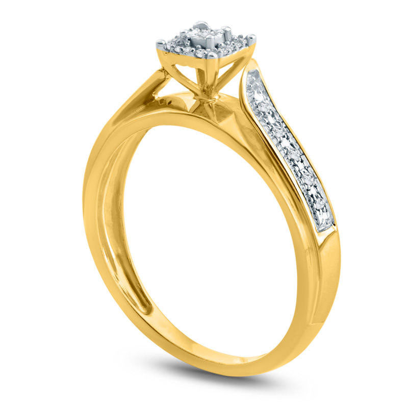 0.05 CT. T.W. Natural Diamond Square Frame Bypass Engagement Ring in Solid 10K Yellow Gold