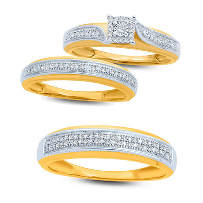 0.05 CT. T.W. Natural Diamond Square Frame Bypass Engagement Ring in Solid 10K Yellow Gold