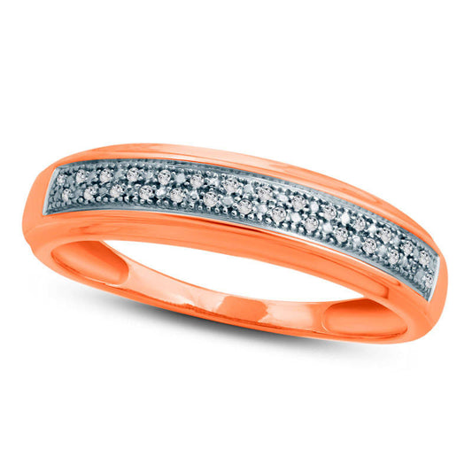 Men's Natural Diamond Accent Double Row Wedding Band in Solid 10K Rose Gold
