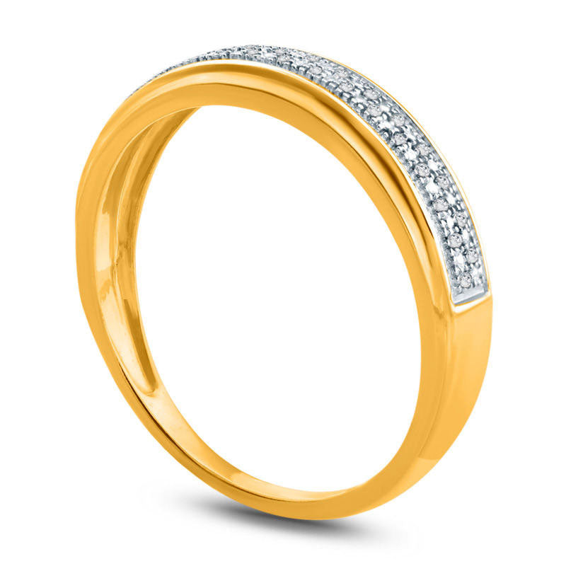 Men's Natural Diamond Accent Double Row Wedding Band in Solid 10K Yellow Gold
