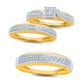 Men's Natural Diamond Accent Double Row Wedding Band in Solid 10K Yellow Gold