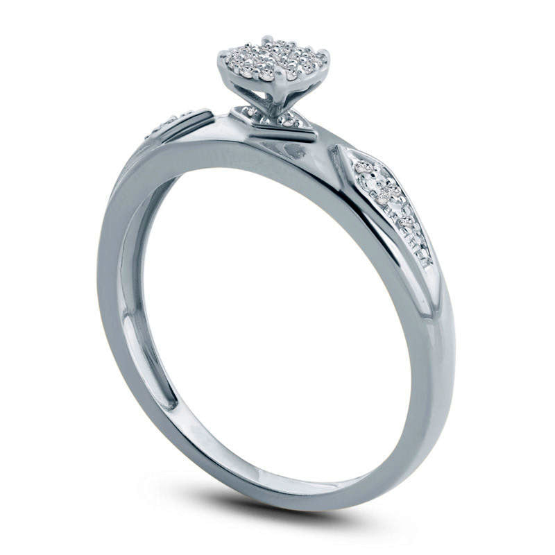 0.07 CT. T.W. Composite Natural Diamond Retro Geometric Engagement Ring in Solid 10K White Gold