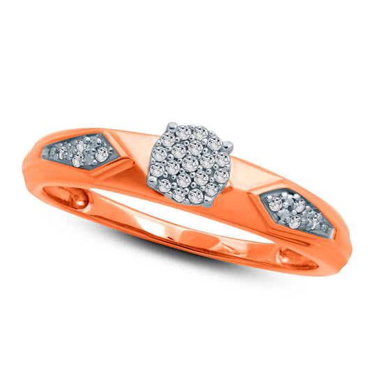 0.07 CT. T.W. Composite Natural Diamond Retro Geometric Engagement Ring in Solid 10K Rose Gold