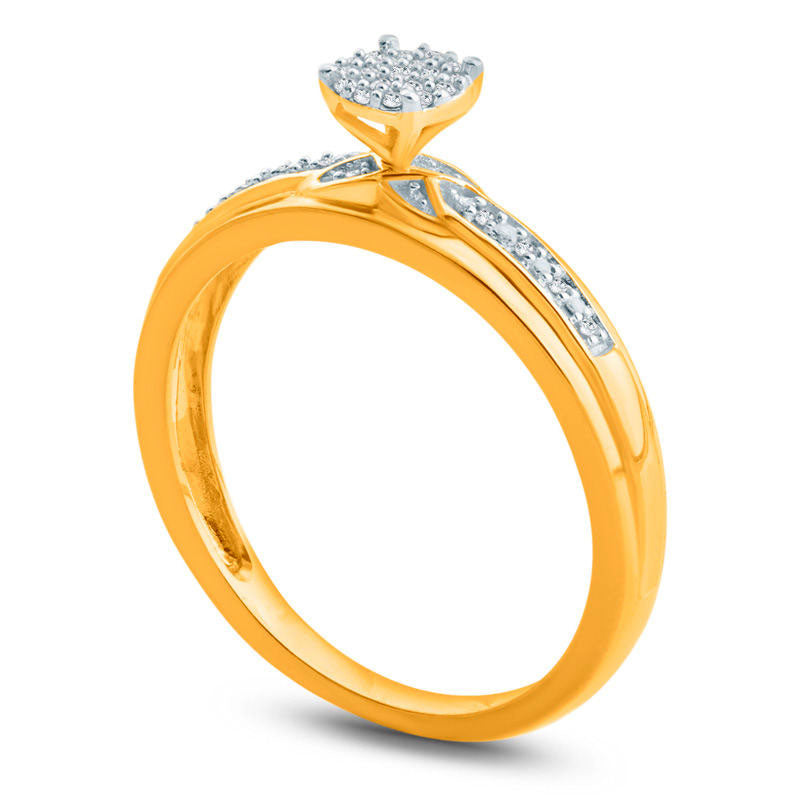 0.07 CT. T.W. Composite Natural Diamond Criss-Cross Engagement Ring in Solid 10K Yellow Gold