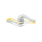 0.05 CT. Natural Clarity Enhanced Diamond Solitaire Swirl Bypass Promise Ring in Sterling Silver and Solid 10K Yellow Gold