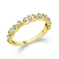 0.17 CT. T.W. Baguette and Round Natural Diamond Alternating Heart Stackable Band in Solid 10K Yellow Gold