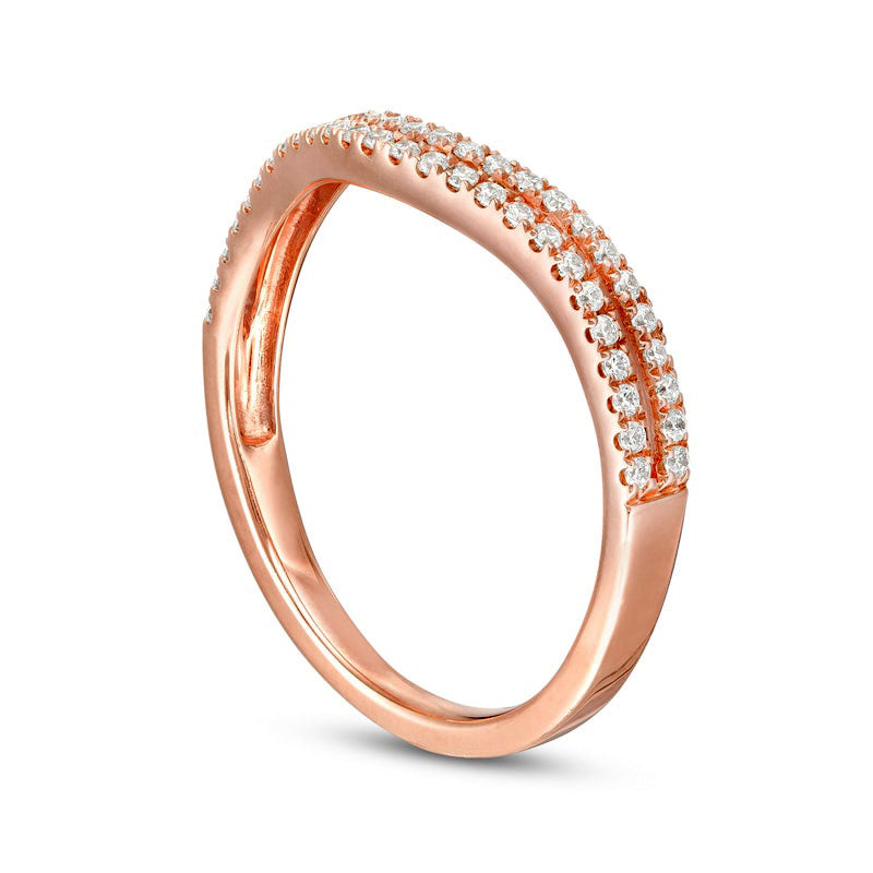0.25 CT. T.W. Natural Diamond Double Row Contour Anniversary Ring in Solid 10K Rose Gold