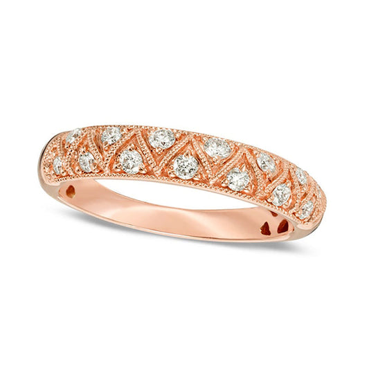 0.25 CT. T.W. Certified Natural Diamond Zig-Zag Antique Vintage-Style Anniversary Band in Solid 14K Rose Gold (I/I1)