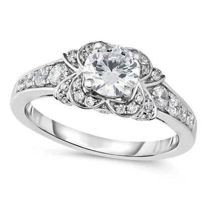 1.25 CT. T.W. Natural Diamond Flower Petals Engagement Ring in Solid 14K White Gold