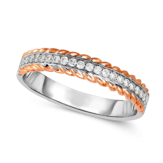 0.20 CT. T.W. Natural Diamond Twist Edge Band in Solid 10K Two-Tone Gold