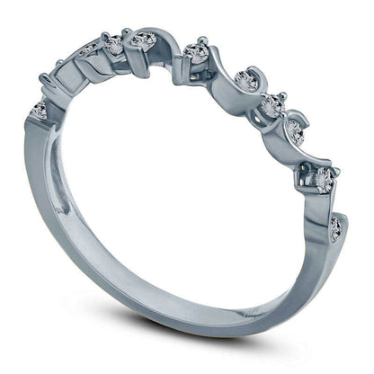 0.17 CT. T.W. Natural Diamond Swirl Stackable Band in Solid 10K White Gold