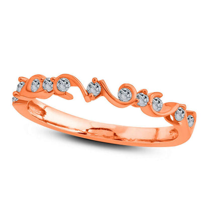 0.17 CT. T.W. Natural Diamond Swirl Stackable Band in Solid 10K Rose Gold