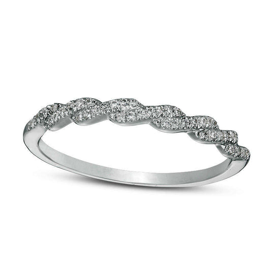 0.10 CT. T.W. Natural Diamond Twist Anniversary Band in Solid 10K White Gold