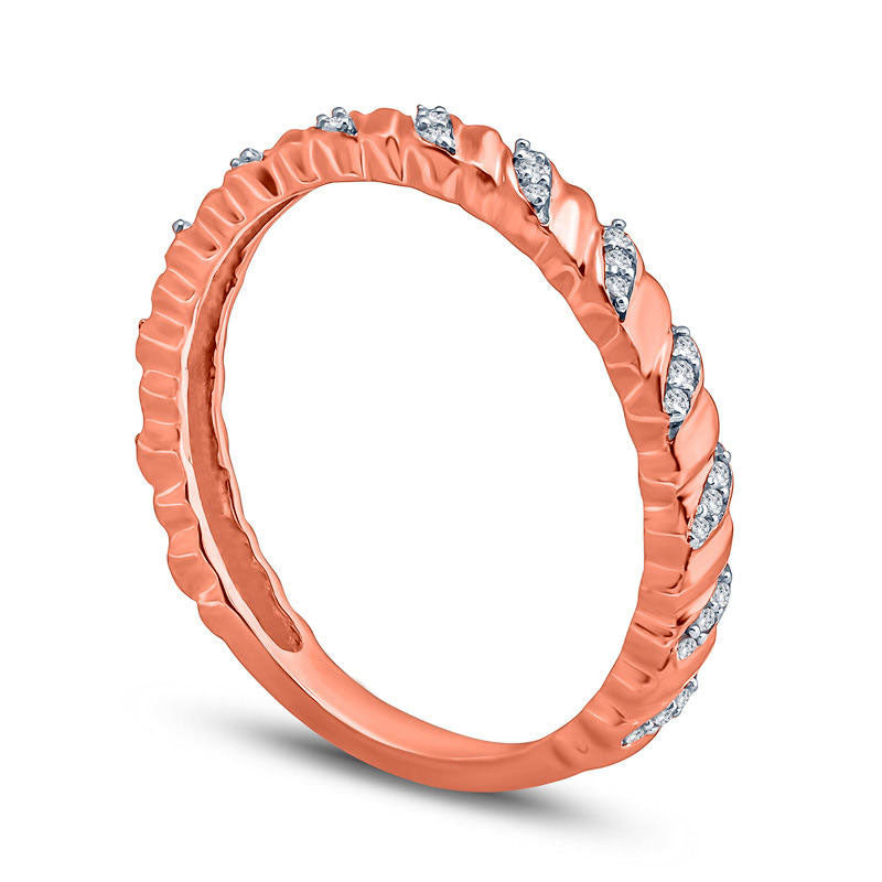 0.13 CT. T.W. Natural Diamond Twist Stackable Band in Solid 10K Rose Gold